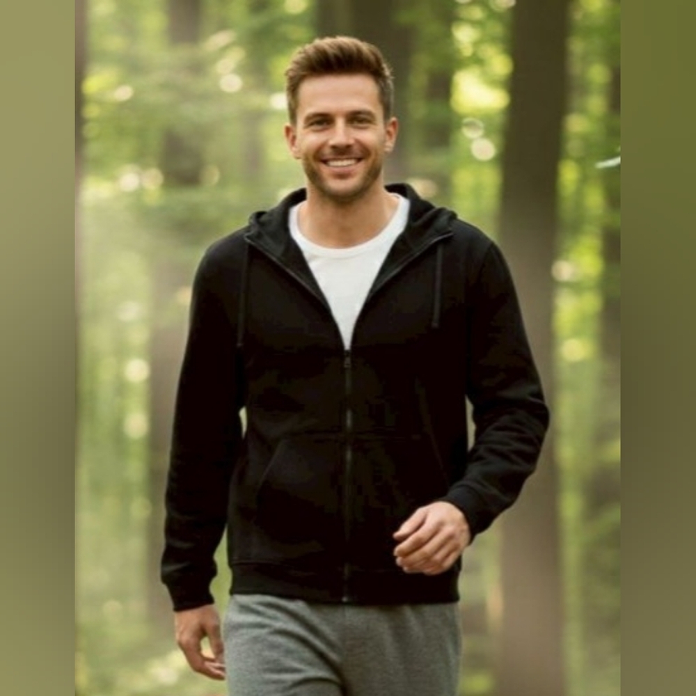 ID Ideology Men's Regular Fit Solid Full Zip Hoodie